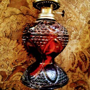 Brown glass oil lamp  No shade
